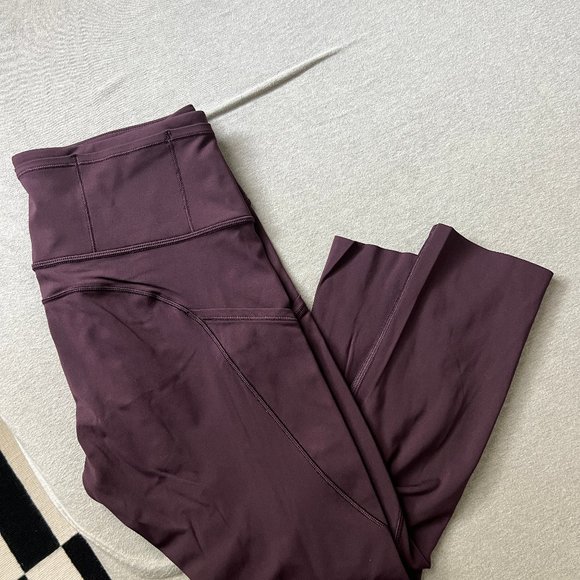 Lululemon Fast and Free Capris Crop, Size 6, Plum Shadow Purple Burgundy - Picture 6 of 10